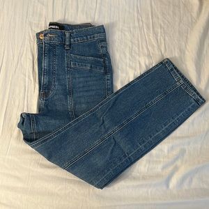 Express straight-leg, high-waisted jeans